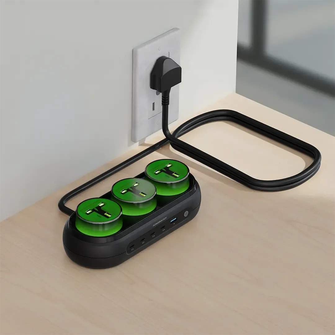 Powerology Holix GaN Multi-Port Power Station Grey showing GaN technology and multi-port design
