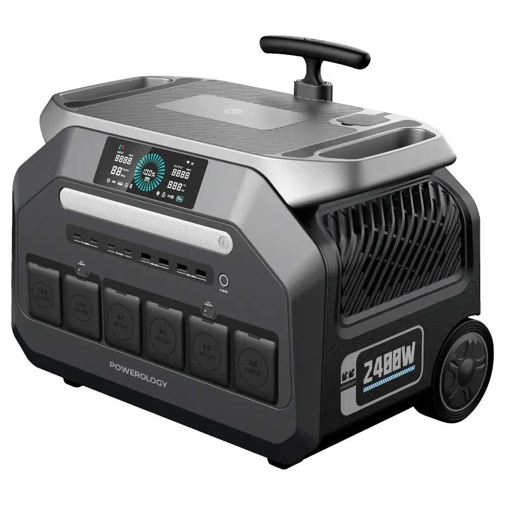 Powerology 2400W solar generator portable power station front view Kuwait