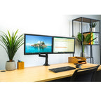 NB H180 Dual Monitor 17”- 27” Full Motion Arm Desktop Table Mount Stand- Flat monitors