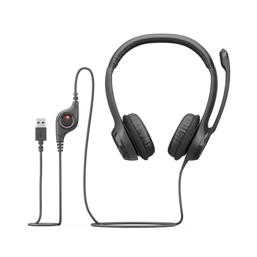 Logitech H390 USB Headset in-line controls, Noise Cancelling Mic