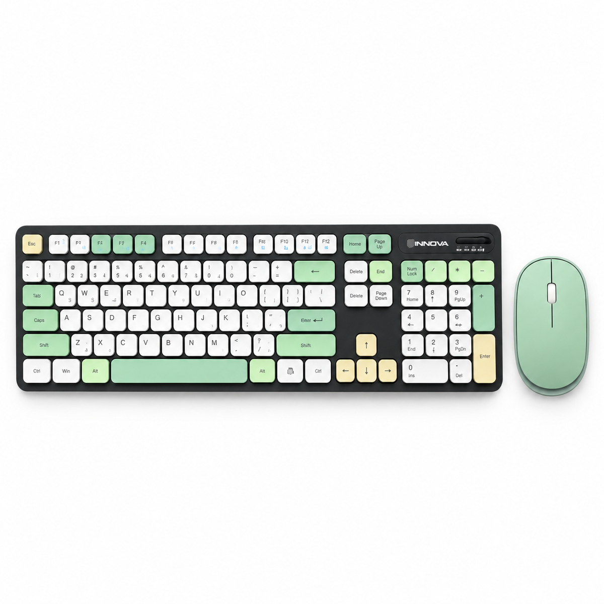 Wireless Bluetooth Keyboard and Mouse Combo – Type-C Rechargeable, Full-Size Keyboard, Mint Green