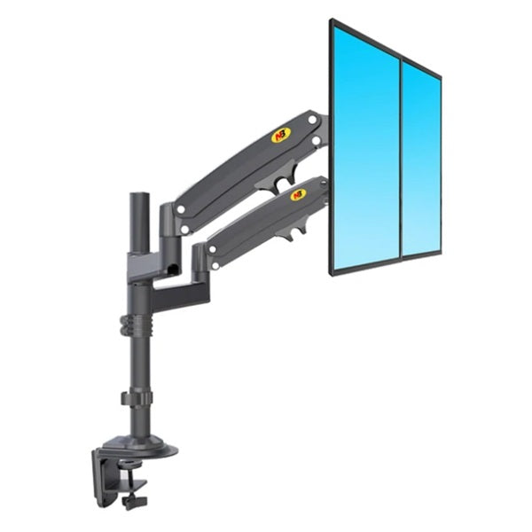 NB H180 Dual Monitor 17”- 27” Full Motion Arm Desktop Table Mount Stand- Flat monitors