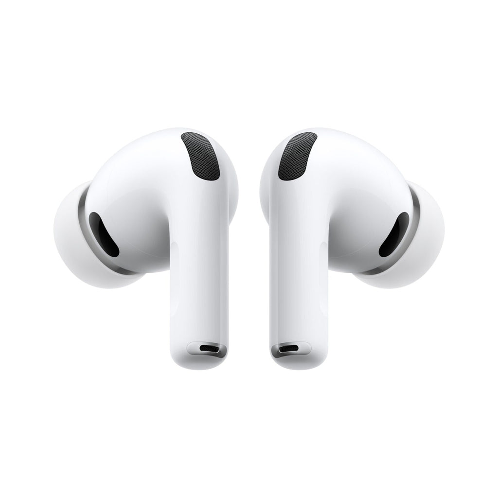White wireless earbuds on a white background