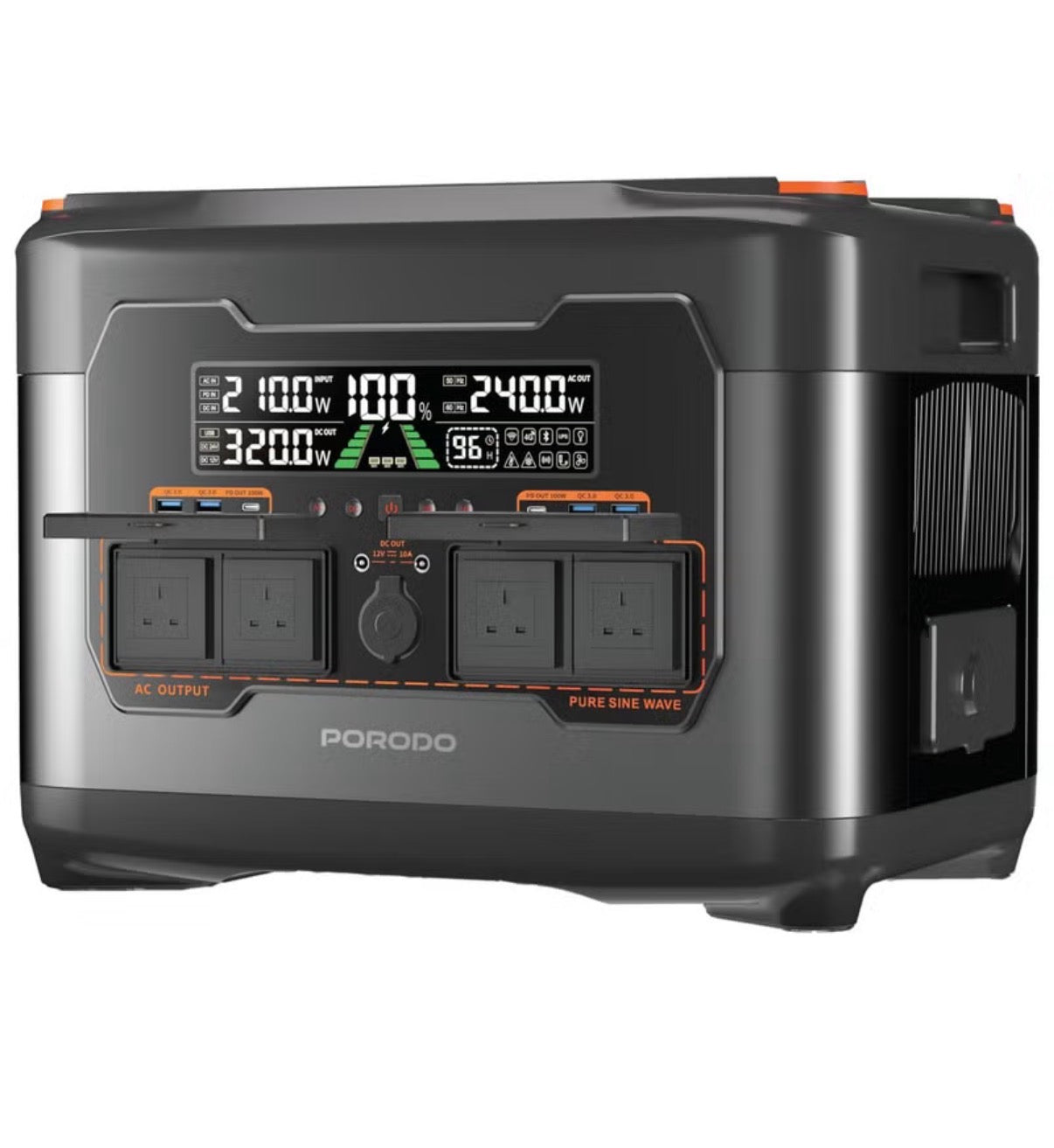 Porodo Forcebase 2400W 2047.5Wh portable power station front view Kuwait