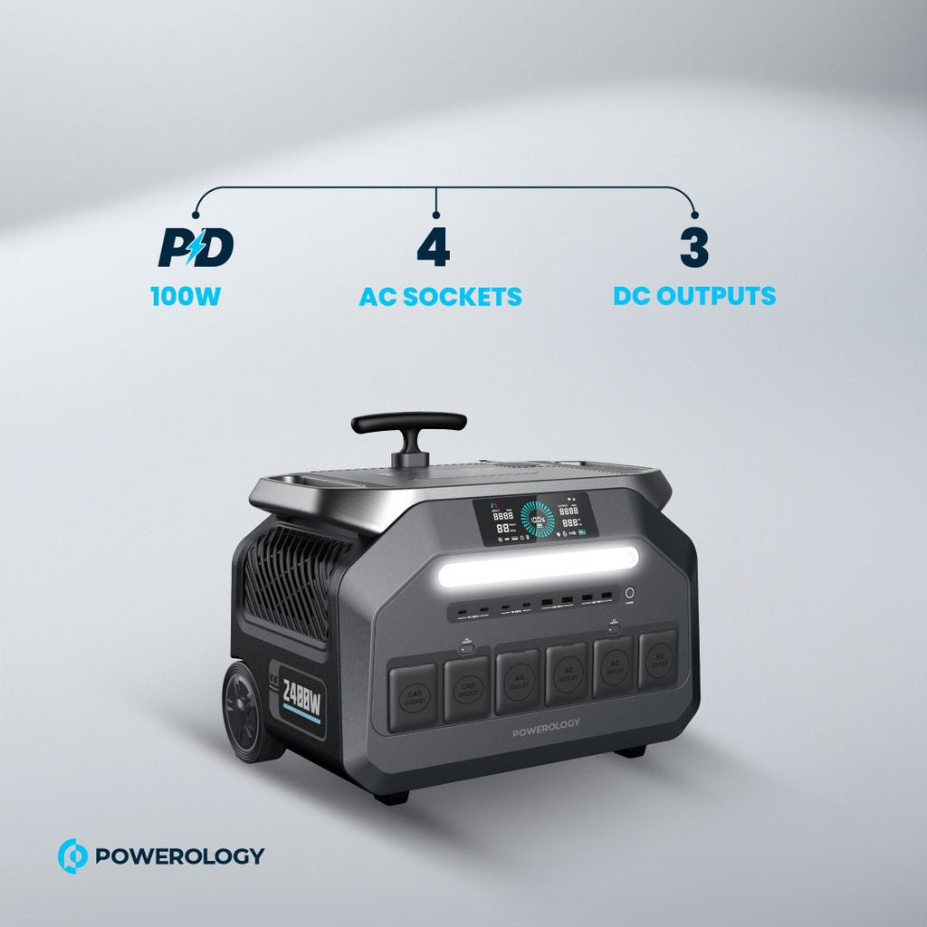 Powerology 2400W solar generator MPPT solar input