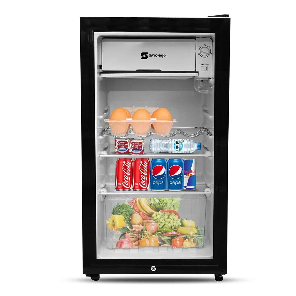 Sayona office mini refrigerator door open