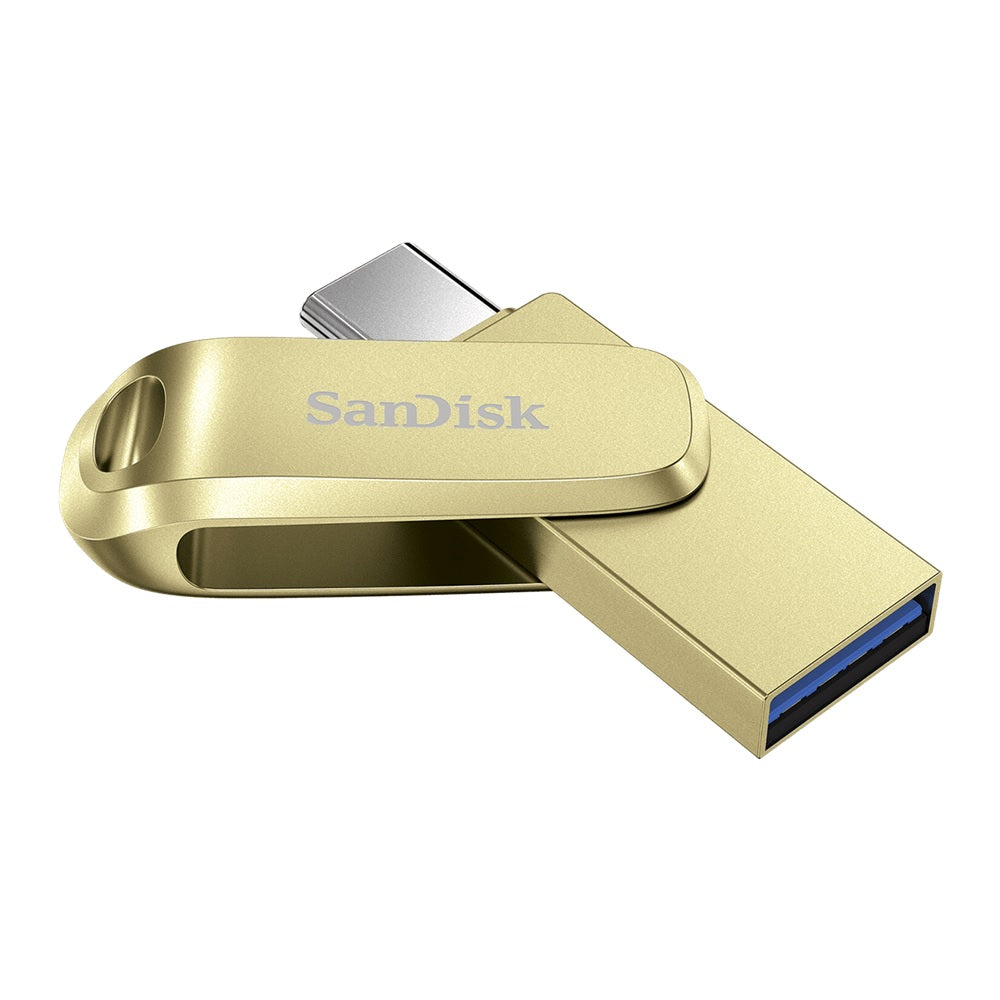 SanDisk 256GB Ultra Dual Drive Luxe USB-C 3.2 Flash Memory, 400MB/s (Gold)