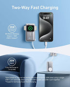 Anker MagGo power bank charging iPhone at angle