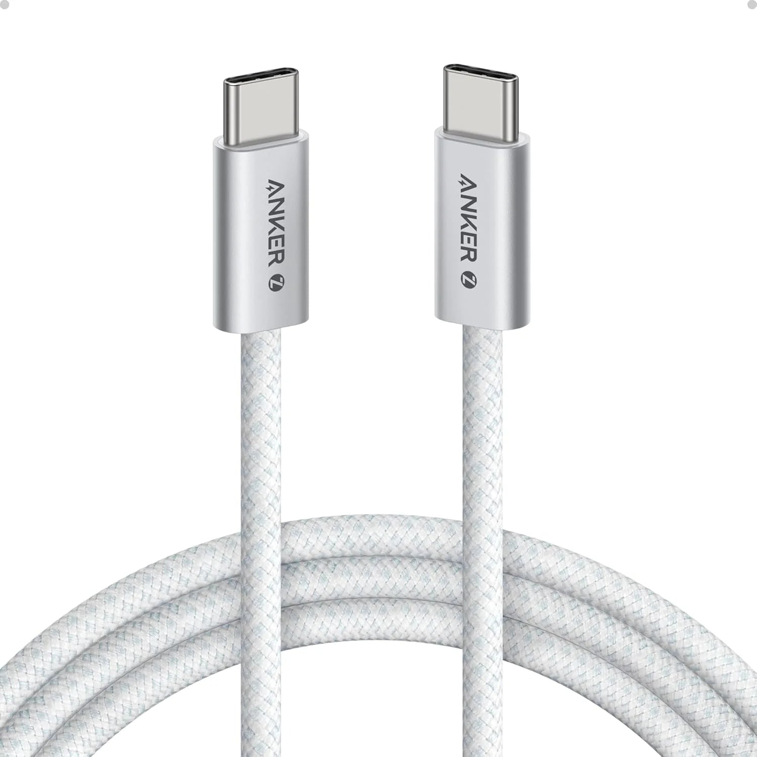 Anker Zolo 240W USB-C to USB-C Cable, Braided and Dirt-Free 1.8m (6ft) | White