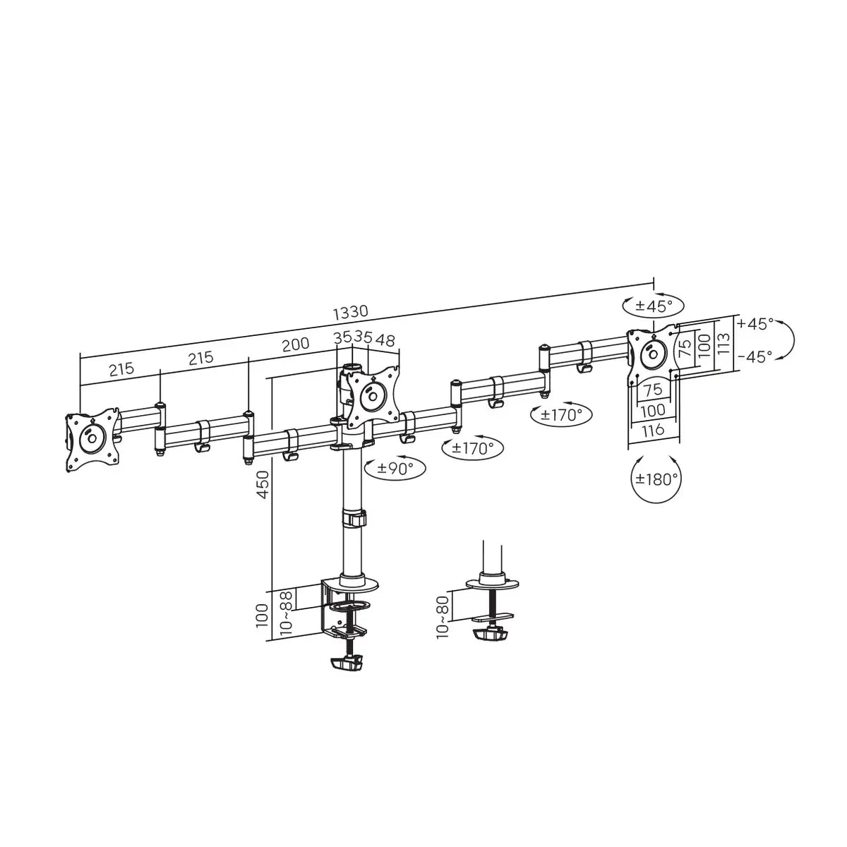 Skilltech SH070 C036 Economy Steel LCD Vesa Desk Mount