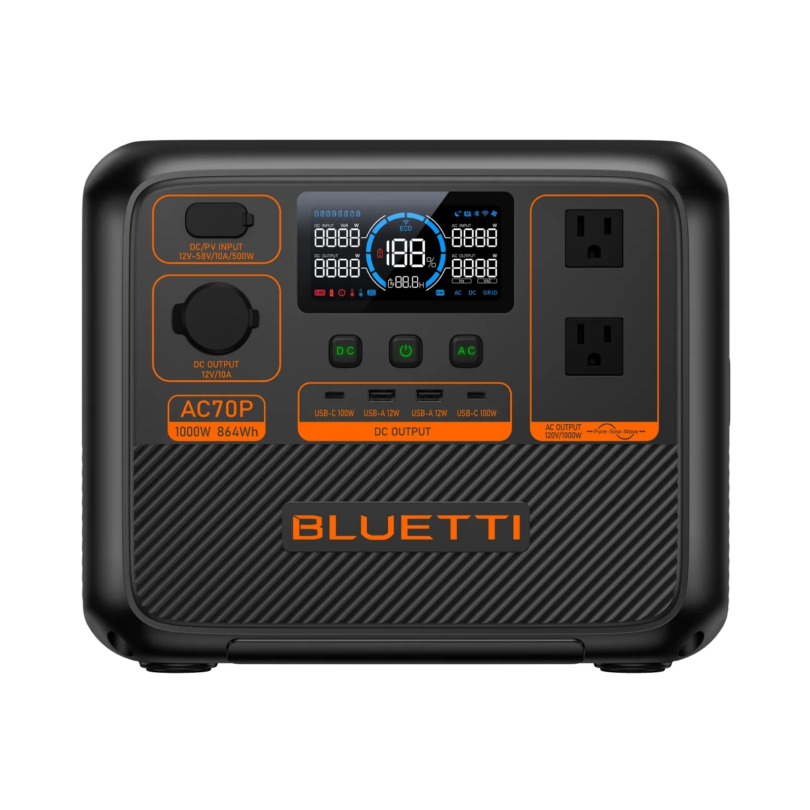 BLUETTI AC70P 1000W 864Wh portable power station front view Kuwait