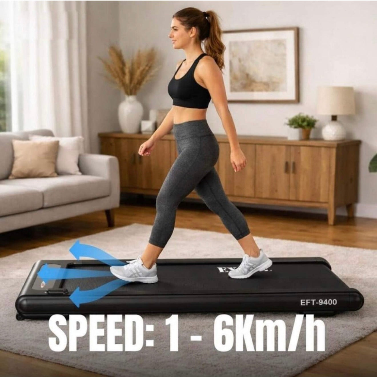 2.5HP Walking Pad Treadmill with 4 Level Vibration Massager