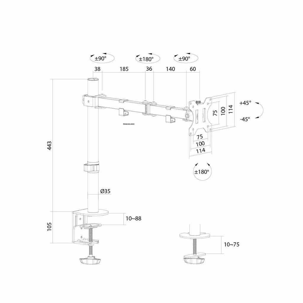 Skilltech SH070 C013 Single Monitor Economy Articulating Stand