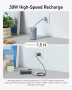 Anker 30W Fast Charging 10000 mAh Built-in USB-C Cable | Black