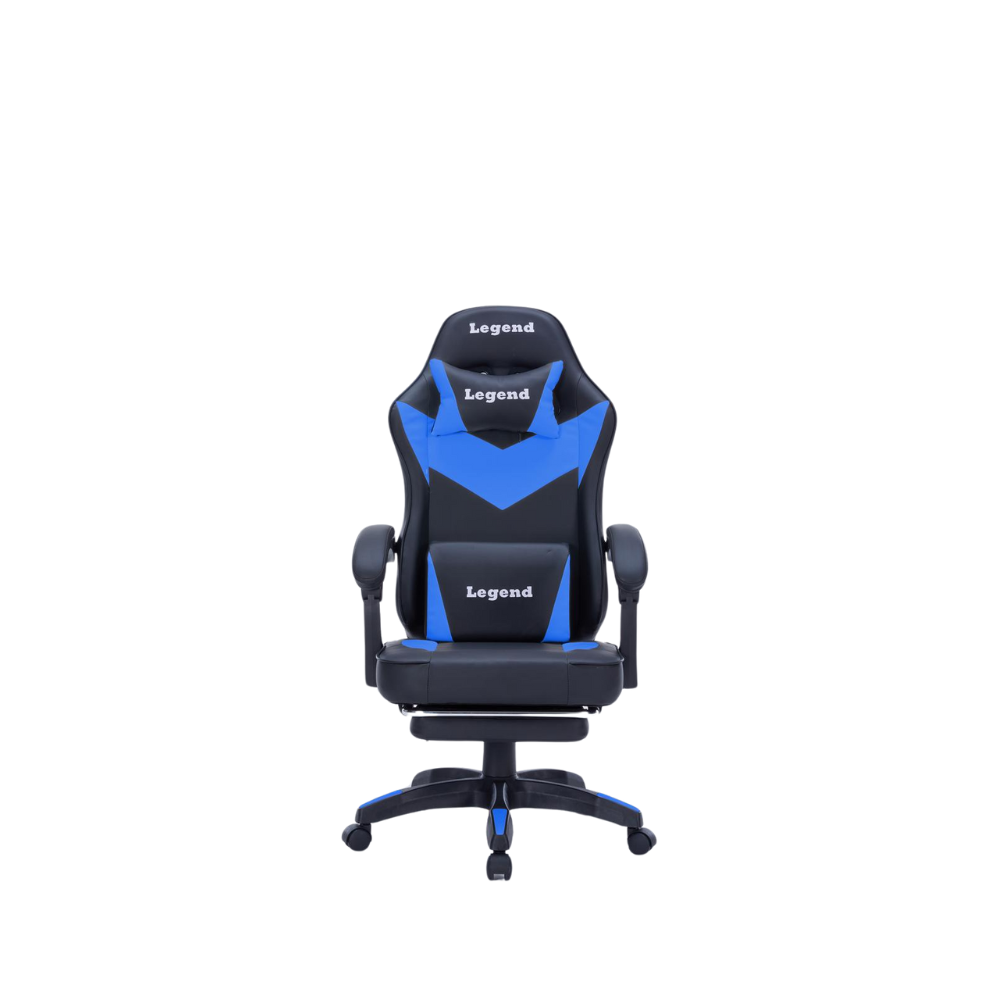 Legend gaming chair with footrest blue front view Kuwait