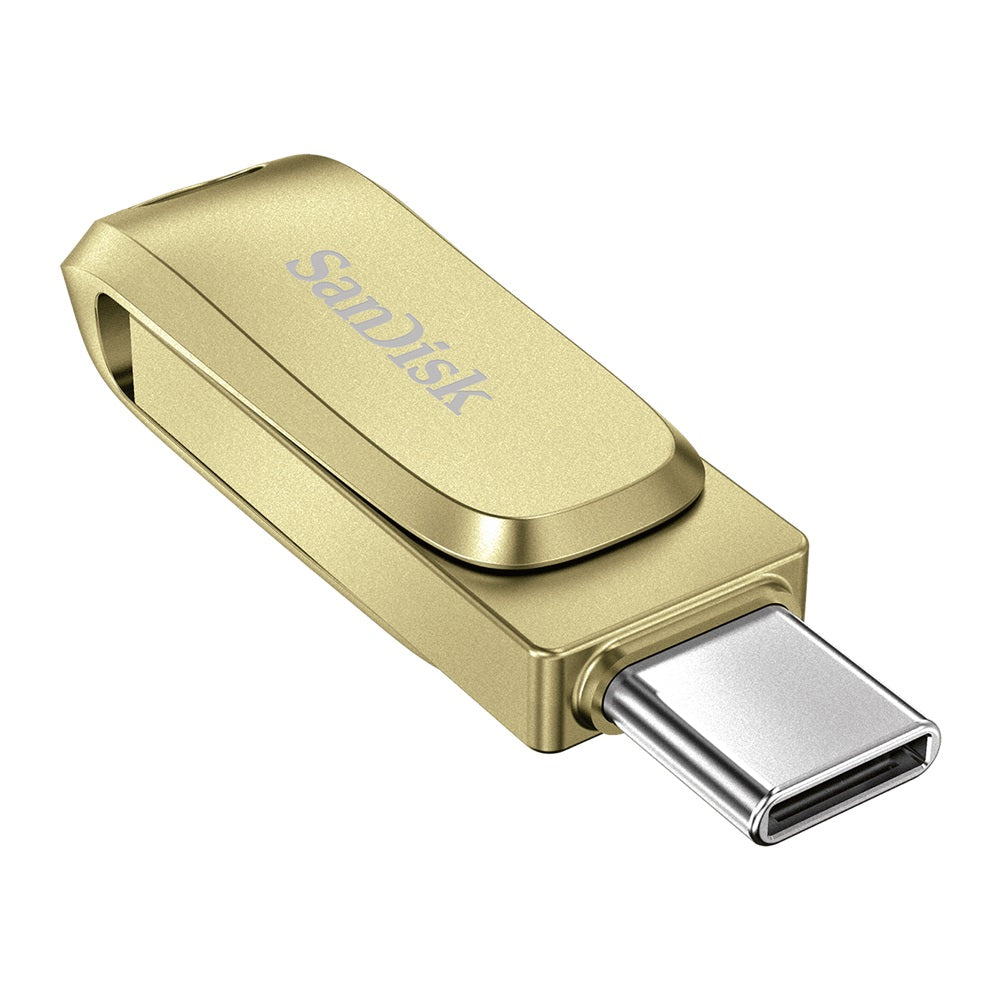 SanDisk 256GB Ultra Dual Drive Luxe USB-C 3.2 Flash Memory, 400MB/s (Gold)
