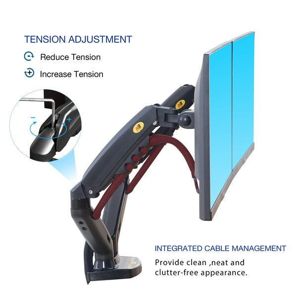 NB F160 Dual Monitor 17″ – 27″ Arm Desk Mount Table Stand Full Motion 2-9 KG – Flat Monitors