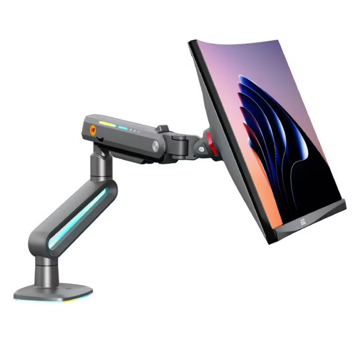 NB F6 RGB Gaming Monitor Arm, Height Adjustable 490mm, Fits 32"-60" Screens, 20kg Load, Matte Gray, 360° Rotation, VESA 100x100– Gaming, Workstations & Office Desk Mount