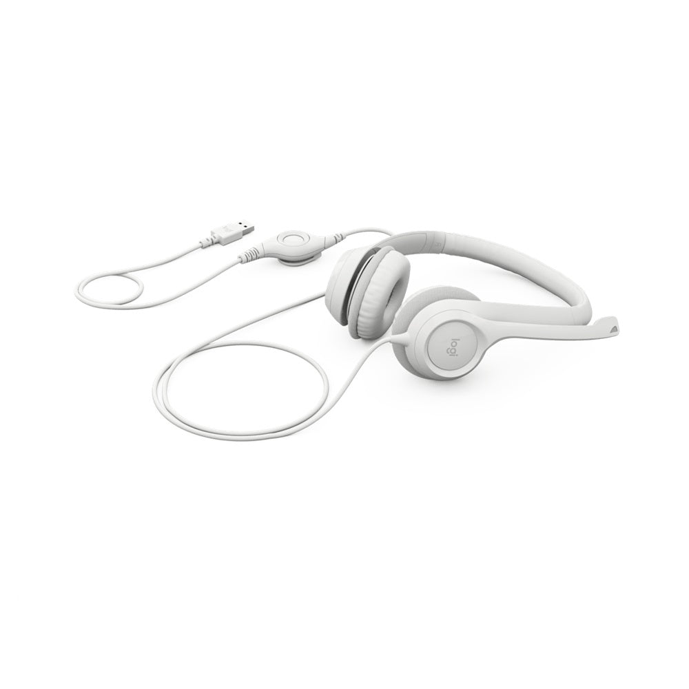 Logitech H390 USB Headset in-line controls, Noise Cancelling Mic (Off-white)