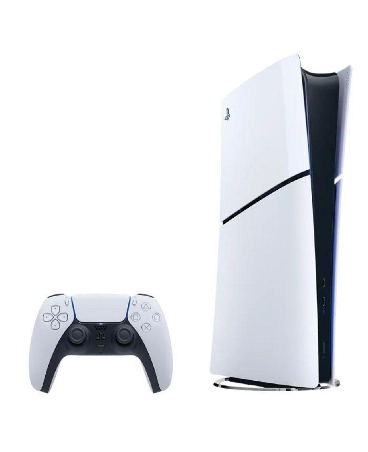 PS5 Slim Digital console with white controller front