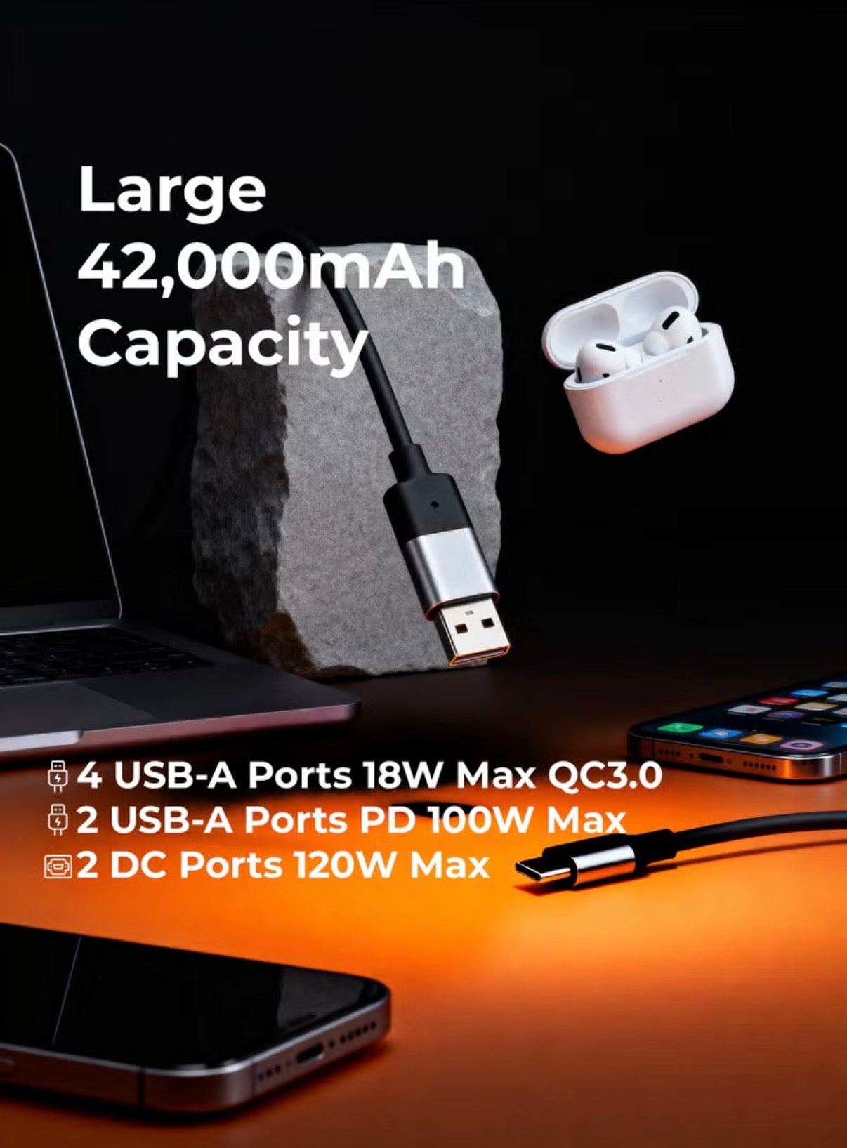 Porodo 2400W power station AC outlets detail