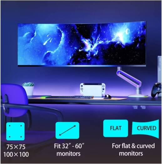 North Bayou NB F6 RGB Gaming Monitor Arm – Premium Full-Motion Desk Mount
For 32–60 Inch LED, LCD, and Curved Monitors – lake blue