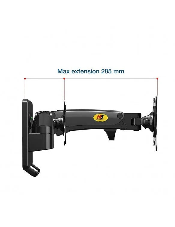 North Bayou F120 Gas Strut Flexi Wall Mount, 360° Rotation, Gas-Strut Support and Space-Saving Wall Installation