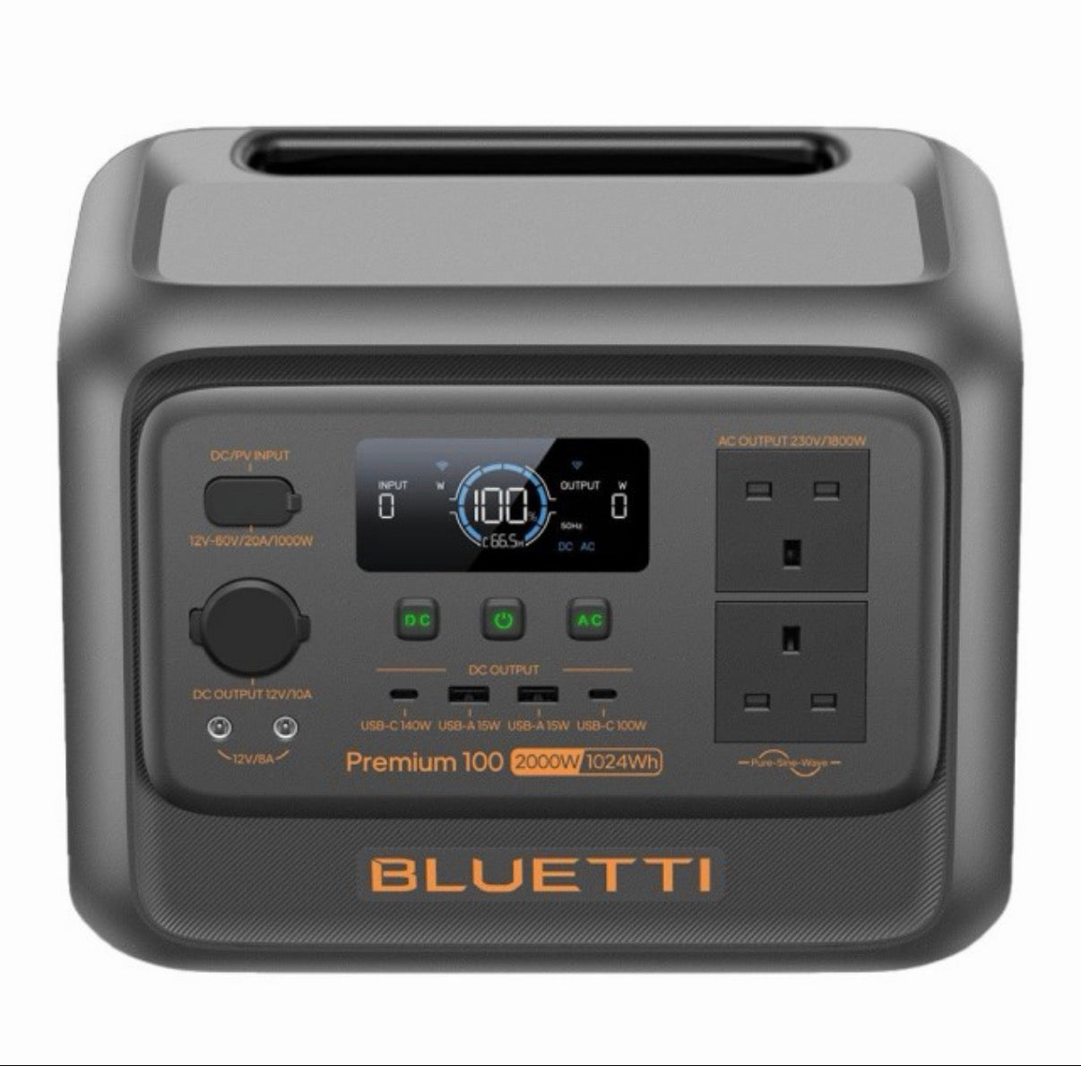 BLUETTI Premium 100 V2 power station side profile view