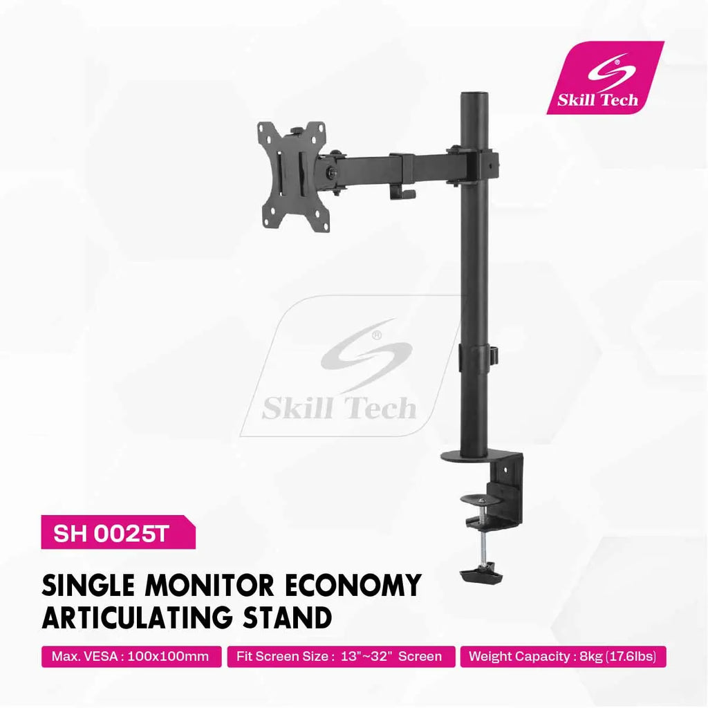 Skilltech SH0025T Single Monitor Economy Articulating Stand