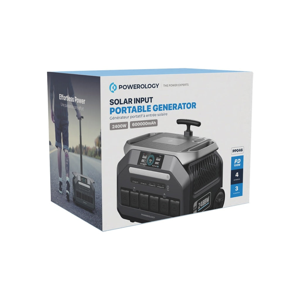Powerology 2400W solar generator USB and DC ports