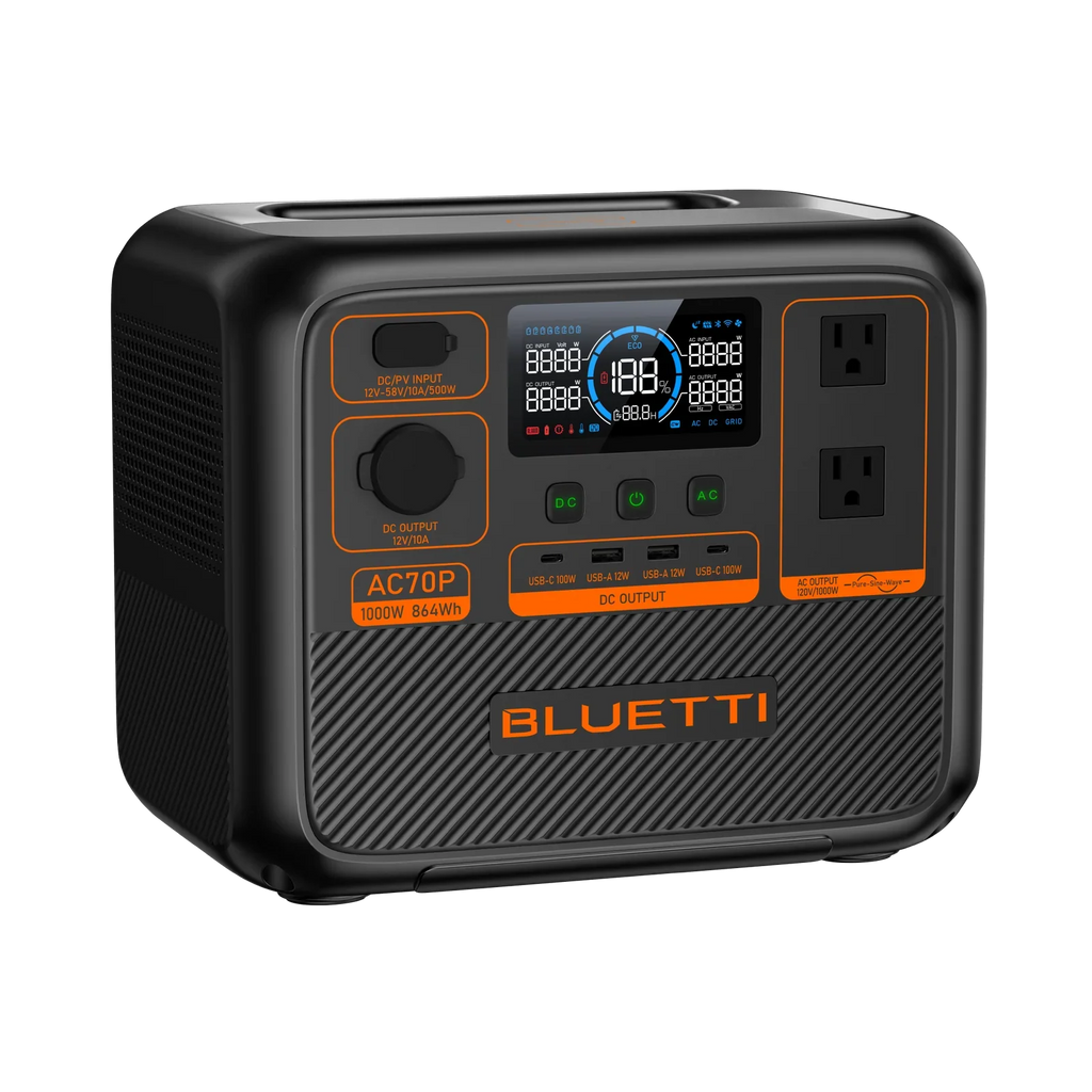 BLUETTI AC70P power station in use outdoors camping
