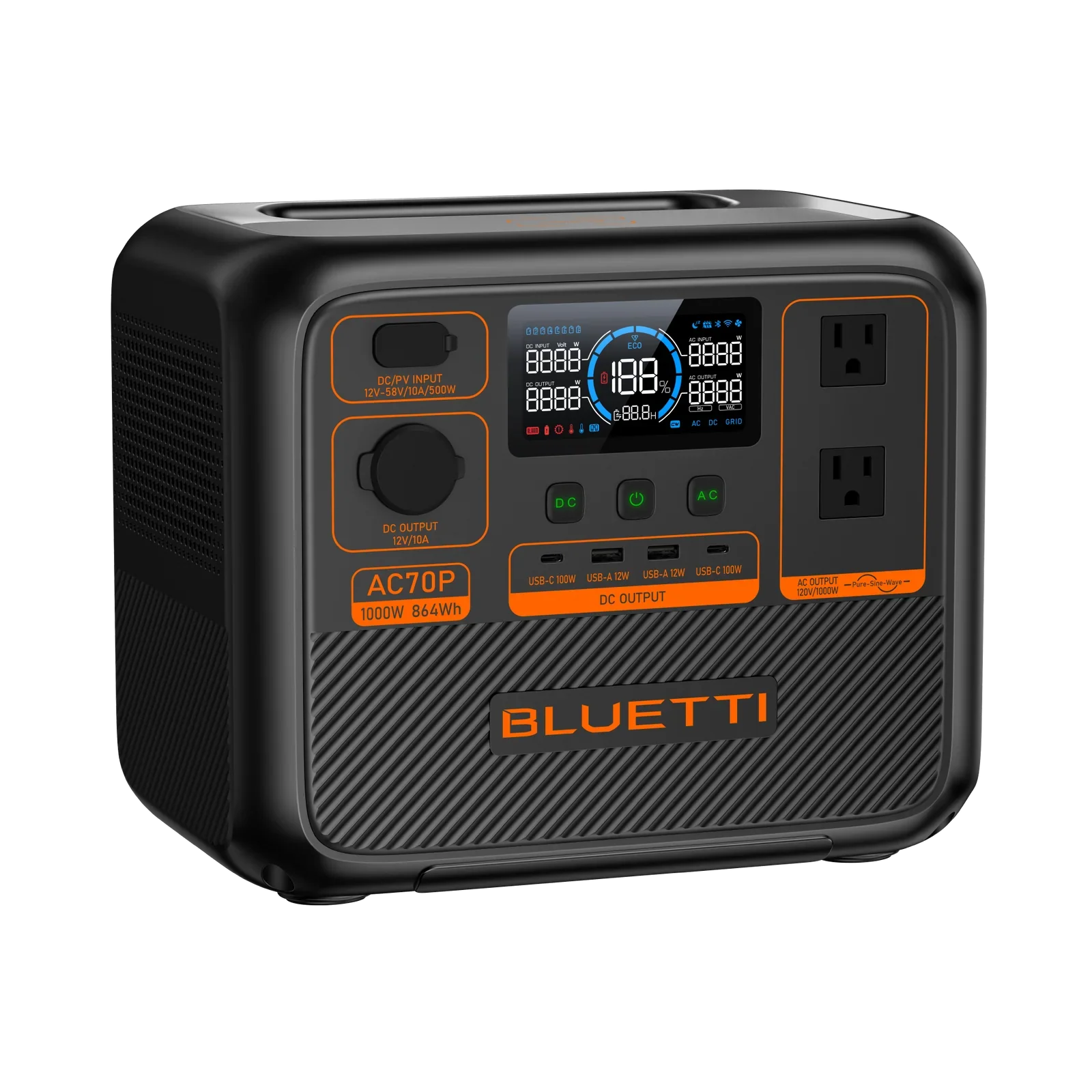 BLUETTI AC70P power station in use outdoors camping