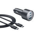 Anker Car Charger (167.5W, 3 Ports) with cable bundle | Gray