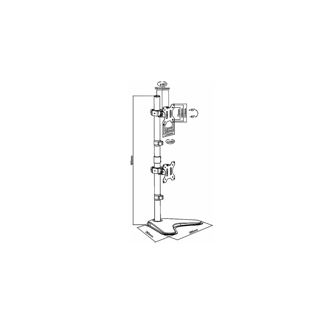 Skilltech SH120 T02V Vertical Dual-Monitor Steel Articulating Desktop Mount