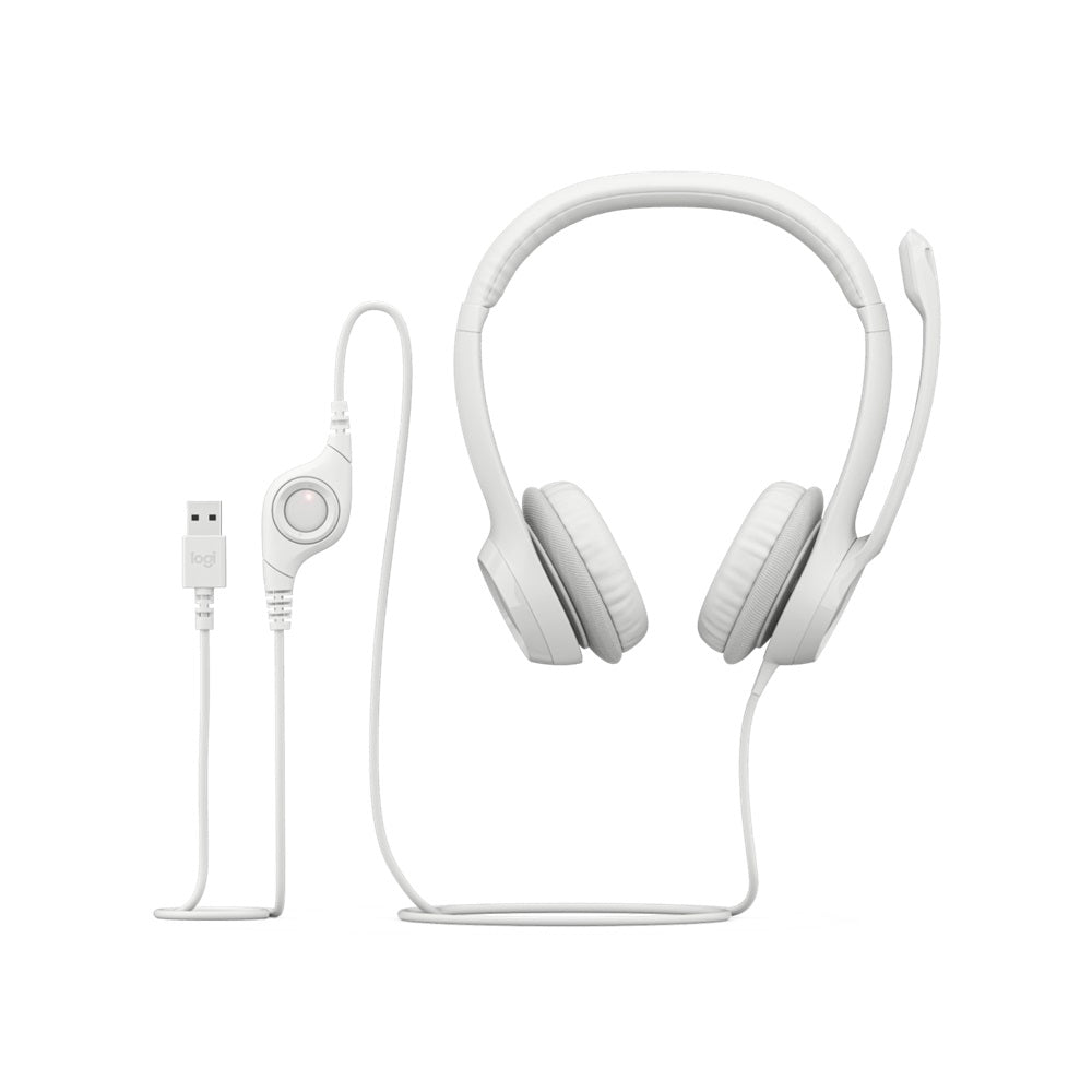 Logitech H390 USB Headset in-line controls, Noise Cancelling Mic (Off-white)