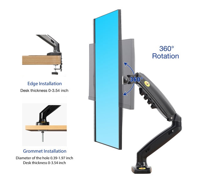 NB F80 Single Monitor 17″ – 30″ Arm Desk Mount Table Stand Full Motion Flat, 2-9 KG