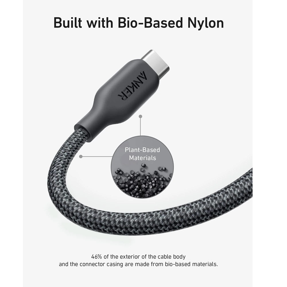 Anker 542 USB-C to Lightning Cable – Bio-Nylon – 6ft/1.8m -Black -A80B6H11