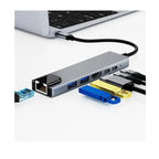 Aspor A782 8 in 1 Hub, 100W Ethernet + HDMI + USB-A*2 + SD + TF