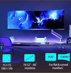 NB F6 RGB Gaming Monitor Arm, Height Adjustable 490mm, Fits 32"-60" Screens, 20kg Load, Matte Gray, 360° Rotation, VESA 100x100– Gaming, Workstations & Office Desk Mount