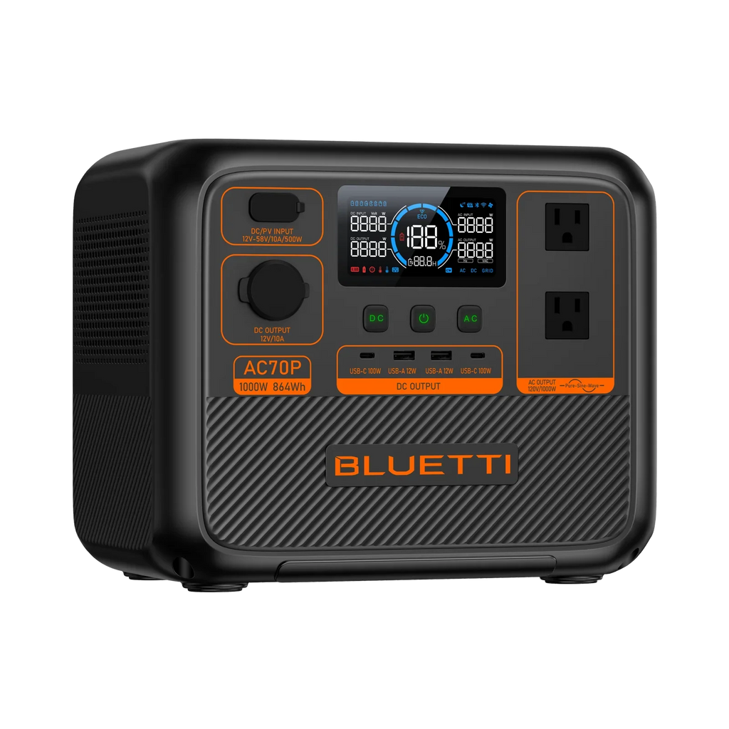 BLUETTI AC70P digital display showing battery capacity