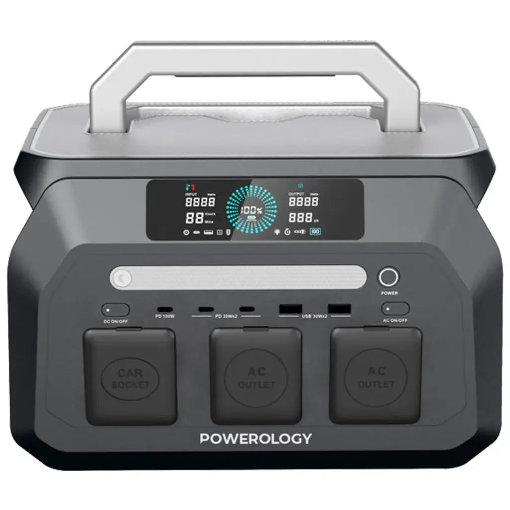 Powerology Dynamic 800 AC outlets and USB ports detail