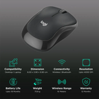 Logitech M240 graphite Bluetooth mouse side view