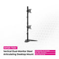 Skilltech SH120 T02V Vertical Dual-Monitor Steel Articulating Desktop Mount