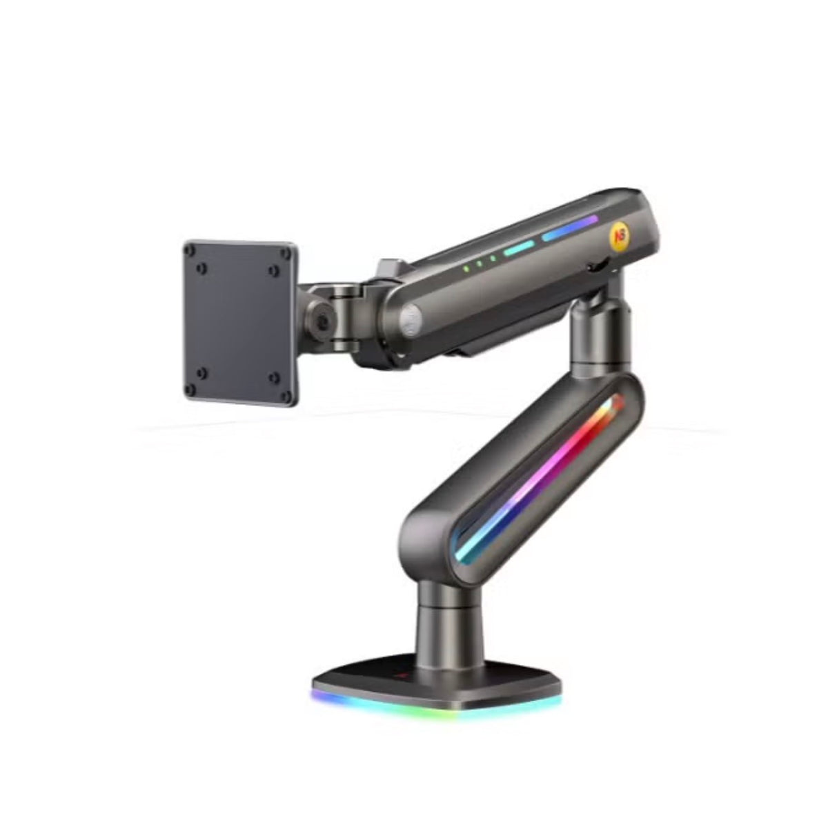 NB F6 RGB Gaming Monitor Arm, Height Adjustable 490mm, Fits 32"-60" Screens, 20kg Load, Matte Gray, 360° Rotation, VESA 100x100– Gaming, Workstations & Office Desk Mount