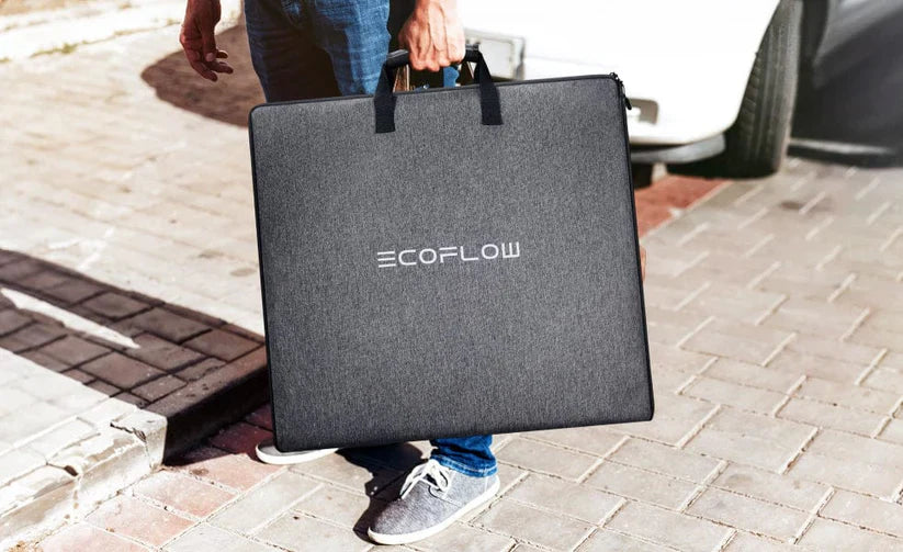 EcoFlow 220W solar panel charging a power station
