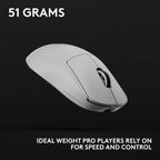 Logitech Pro X Superlight 2c (Compact) LIGHTSPEED Wireless Gaming Mouse 44K DPI, 53g, White