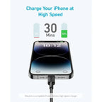 Anker 322 USB-C to Lightning cable coiled black