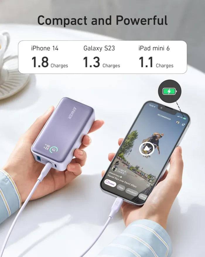 Anker 533 power bank violet ports detail