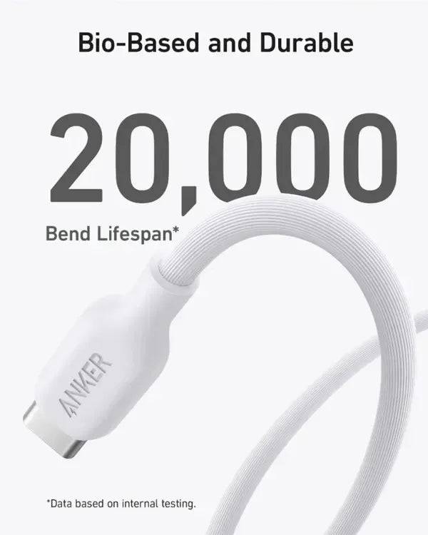 Anker 542 USB-C to Lightning cable coiled white