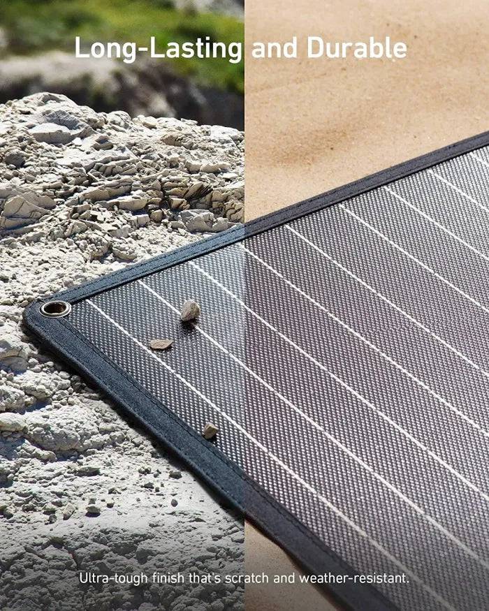 Anker 625 solar panel packed for travel